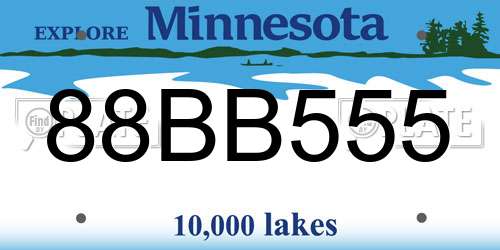 88BB555 Minnesota License Plate