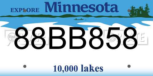 88BB858 Minnesota License Plate