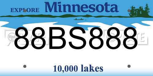 88BS888 Minnesota License Plate