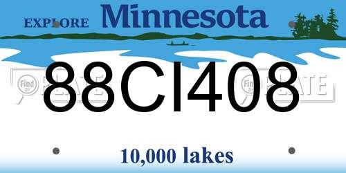 88CI408 Minnesota License Plate