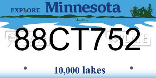 88CT752 Minnesota License Plate