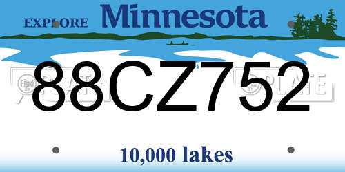 88CZ752 Minnesota License Plate