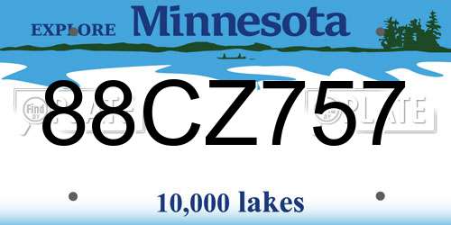 88CZ757 Minnesota License Plate