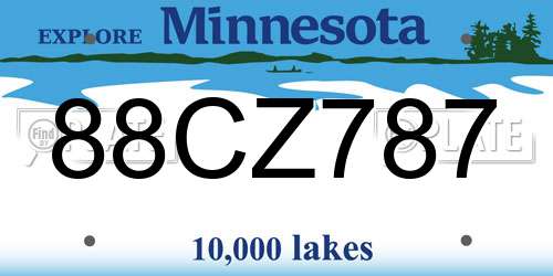 88CZ787 Minnesota License Plate