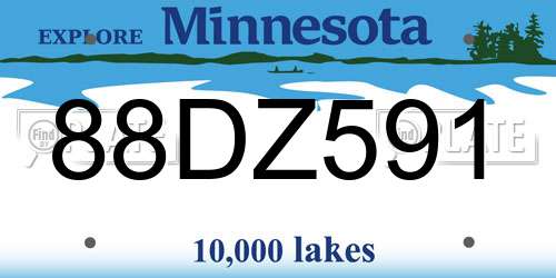 88DZ591 Minnesota License Plate