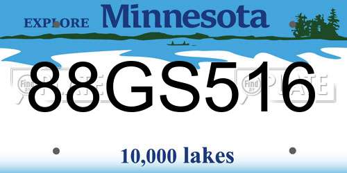 88GS516 Minnesota License Plate
