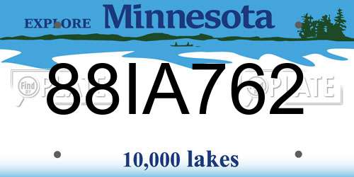88IA762 Minnesota License Plate