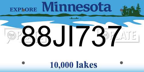 88JI737 Minnesota License Plate