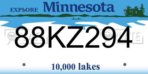 88KZ294 Minnesota License Plate