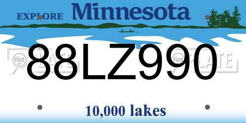 88LZ990 Minnesota License Plate