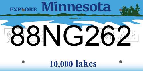88NG262 Minnesota License Plate