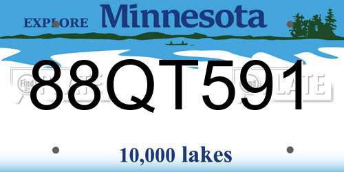 88QT591 Minnesota License Plate