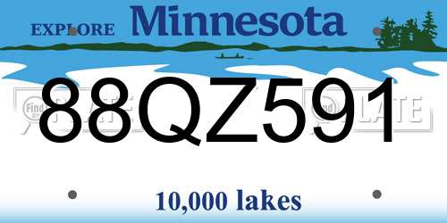 88QZ591 Minnesota License Plate