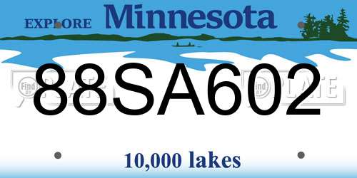 88SA602 Minnesota License Plate
