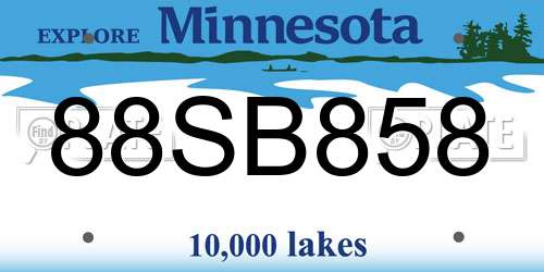 88SB858 Minnesota License Plate