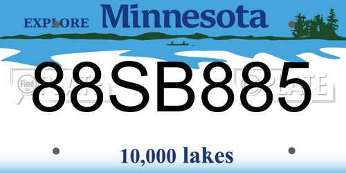 88SB885 Minnesota License Plate