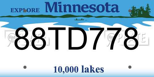 88TD778 Minnesota License Plate