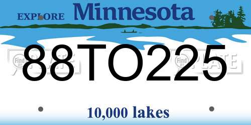 88TO225 Minnesota License Plate