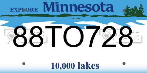 88TO728 Minnesota License Plate