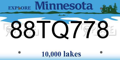 88TQ778 Minnesota License Plate