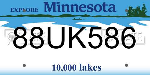 88UK586 Minnesota License Plate
