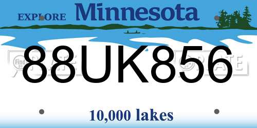 88UK856 Minnesota License Plate