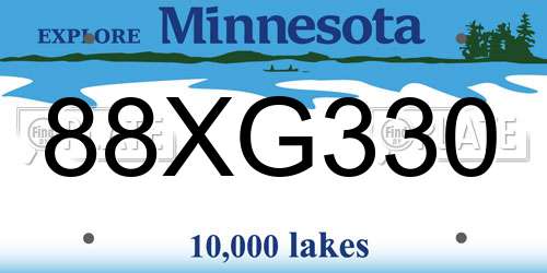 88XG330 Minnesota License Plate