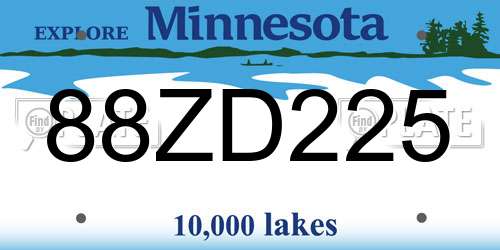 88ZD225 Minnesota License Plate