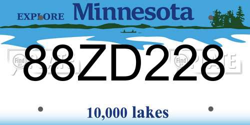 88ZD228 Minnesota License Plate
