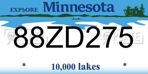 88ZD275 Minnesota License Plate