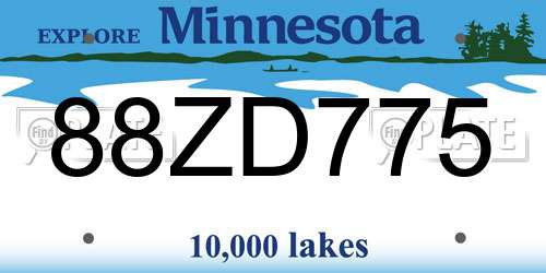 88ZD775 Minnesota License Plate
