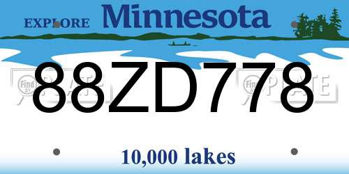 88ZD778 Minnesota License Plate