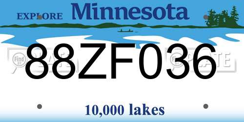 88ZF036 Minnesota License Plate