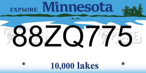 88ZQ775 Minnesota License Plate