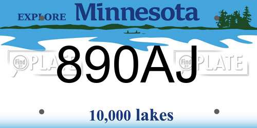 890AJ Minnesota License Plate