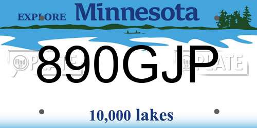 890GJP Minnesota License Plate