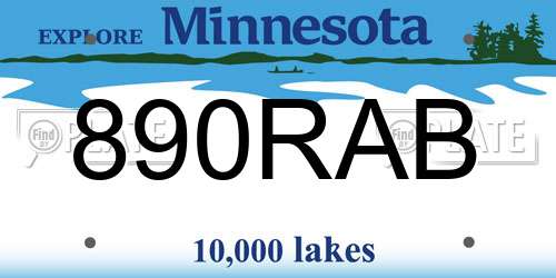 890RAB Minnesota License Plate