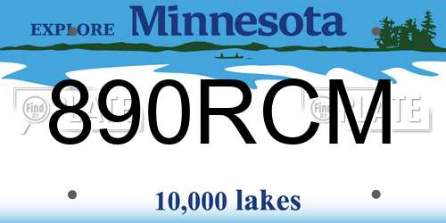 890RCM Minnesota License Plate