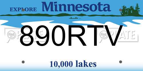 890RTV Minnesota License Plate
