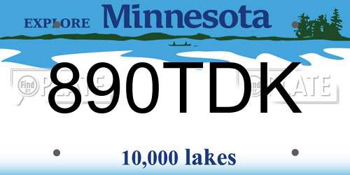 890TDK Minnesota License Plate