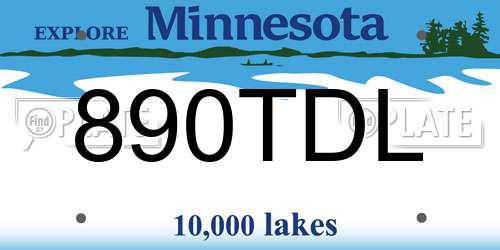 890TDL Minnesota License Plate