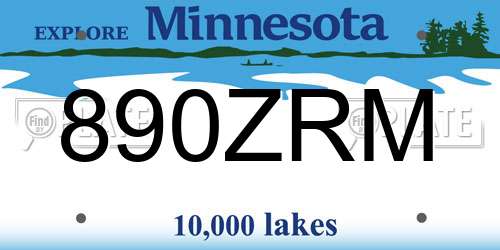 890ZRM Minnesota License Plate