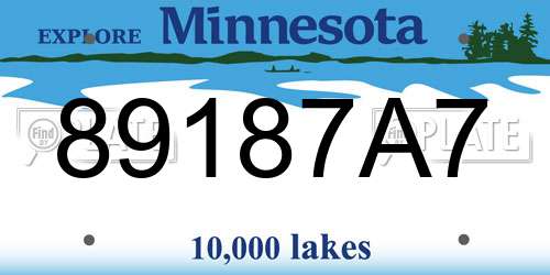 89187A7 Minnesota License Plate