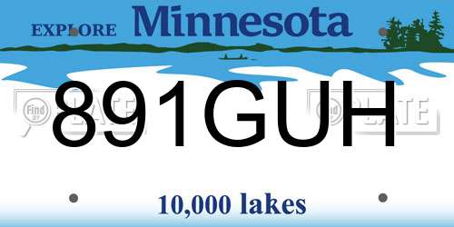 891GUH Minnesota License Plate