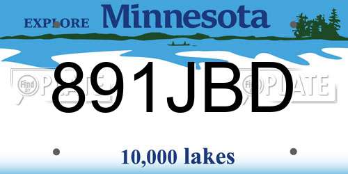 891JBD Minnesota License Plate