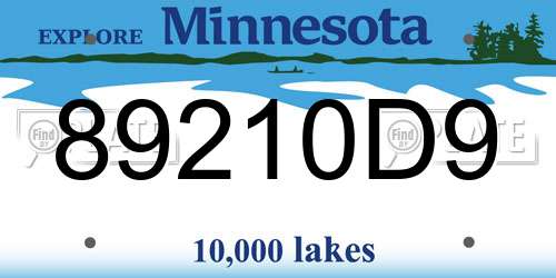 89210D9 Minnesota License Plate