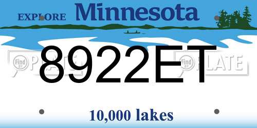 8922ET Minnesota License Plate