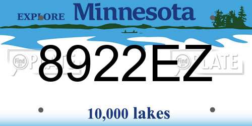 8922EZ Minnesota License Plate
