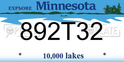 892T32 Minnesota License Plate