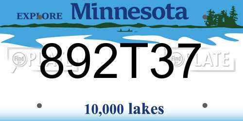 892T37 Minnesota License Plate